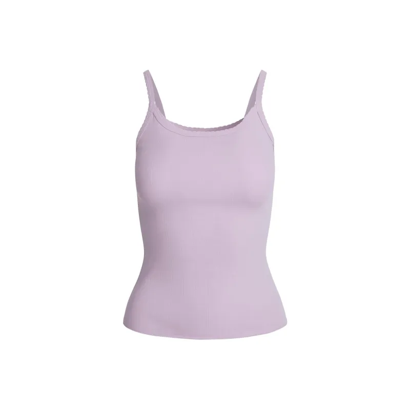 SKIMS SS25 DROP NEEDLE POINTELLE LONG CAMI Camisole Women's WISTERIA/Wisteria Purple-0