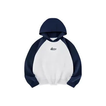 QIAODAN Sports Life Collection Sweatshirt Women's White Heather Gray/Starry Night Blue