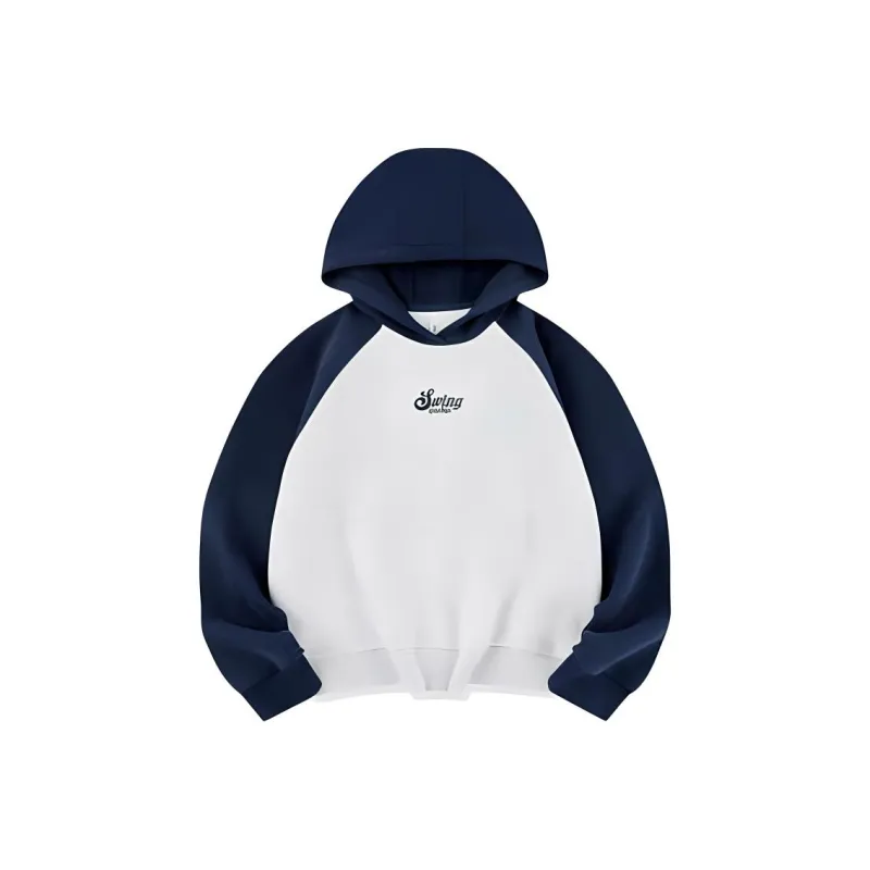 QIAODAN Sports Life Collection Sweatshirt Women's White Heather Gray/Starry Night Blue-0