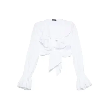 BALMAIN Ruffle Detailed Cropped Shirt
