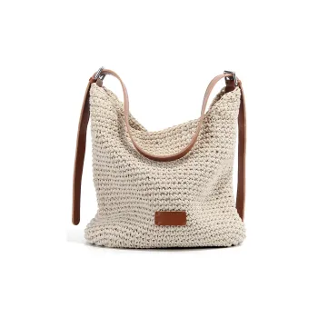 YOCAMU Handcrafted Wax Cord Shoulder Bag Medium Size Women's Ecru