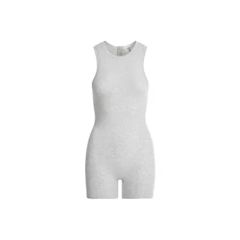 SKIMS SS25 COTTON JERSEY TANK ONESIE Bodysuits Women's LIGHT HEATHER GREY/Light Heather Gray