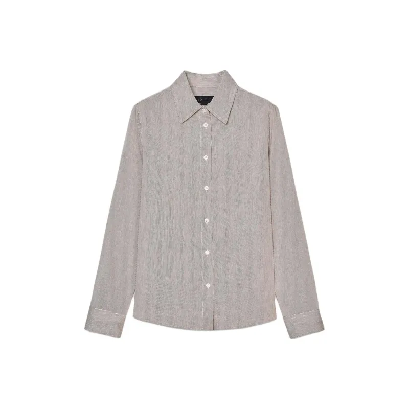ZARA ZW Series Shirt Women's Beige Brown-0