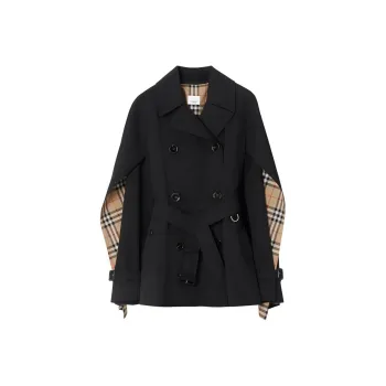 Burberry Cape Sleeve Cropped Belted Trench Coat