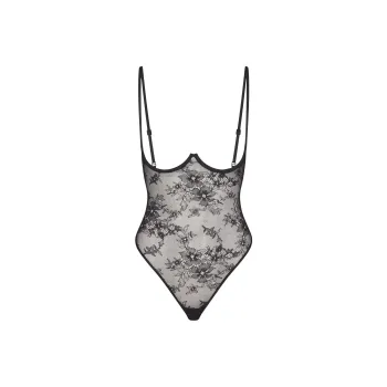 SKIMS OPEN CUP BODYSUIT Jumpsuit Women's ONYX/Agate