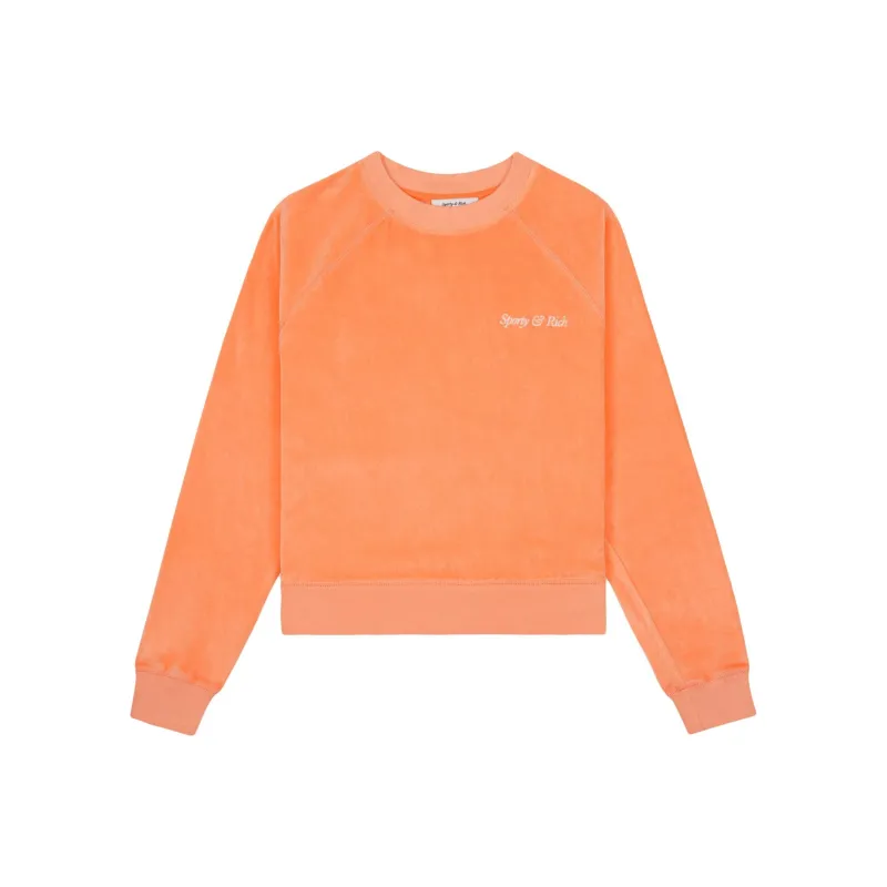 SPORTY & RICH Italic Logo Cotton Sweatshirt-0