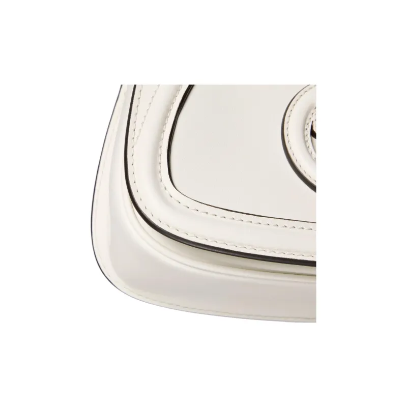 GUCCI Leather Shoulder Bag Mini Women's White-6