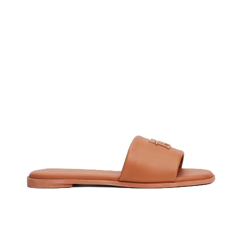 Tommy Hilfiger TH Monogram Slide Slippers Women's Brown-1
