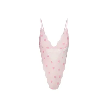 SKIMS Valentine's Day Collection SS25 VELVET LACE TEDDY Bodysuits Women's Cherry Blossom Heartbreaker