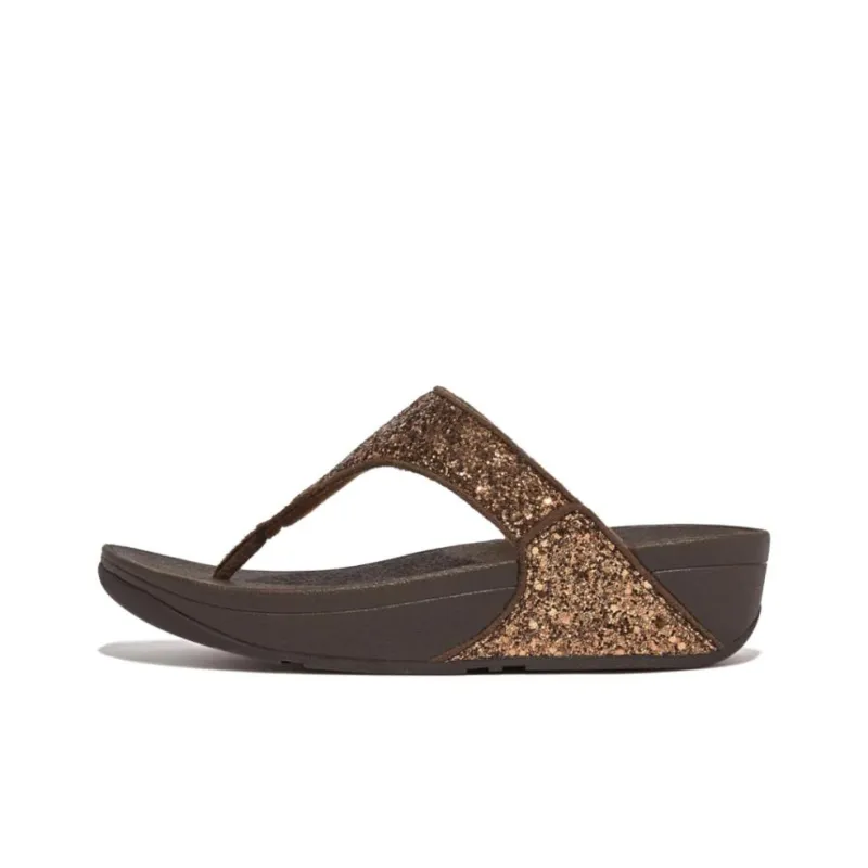 FITFLOP Rubber Sole Slip Resistant Flip Flops Women's Black Gold-0