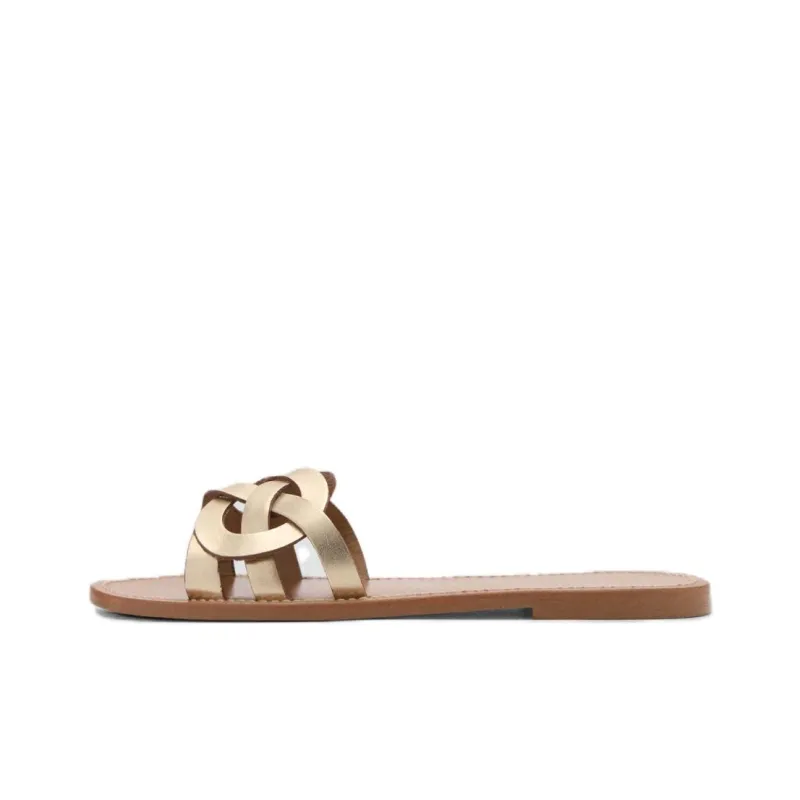 MANGO Slide Slippers Women's Black/Brown/Gold-4