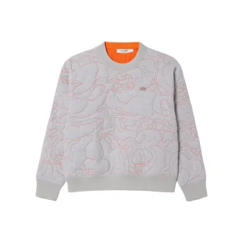 LACOSTE Sweatshirt Women's Gray Chinoiserie/Orange