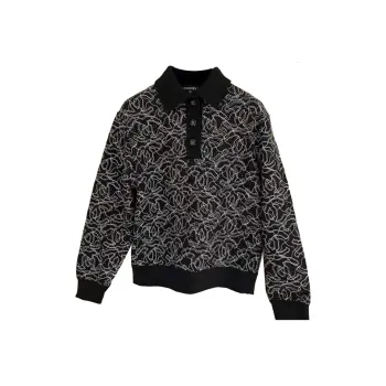 CHANEL Polo Shirt Women's Black White