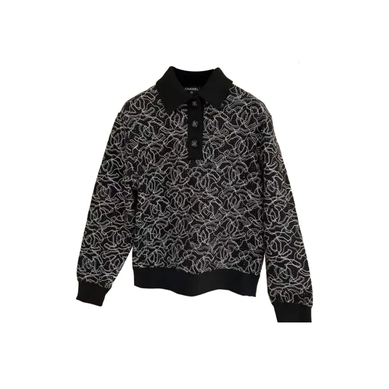 CHANEL Polo Shirt Women's Black White-0