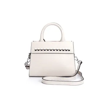 COURONNE Split Cow Leather One Shoulder Handbag Women's Elegant Black/Morandi Gray