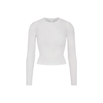 SKIMS FW24 Fake Day Collection SWEATER POINTELLE LONG SLEEVE TOP Knitwear Women's MARBLE/Marble Color