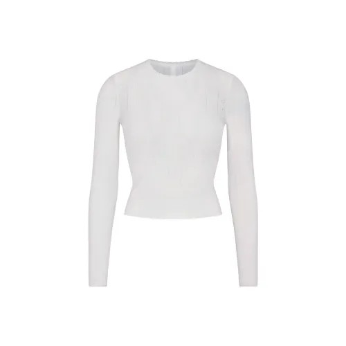 SKIMS FW24 Fake Day Collection SWEATER POINTELLE LONG SLEEVE TOP Knitwear Women's MARBLE/Marble Color