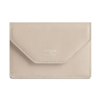 Balenciaga Smooth Calf Leather Wallet Mini Women's Beige