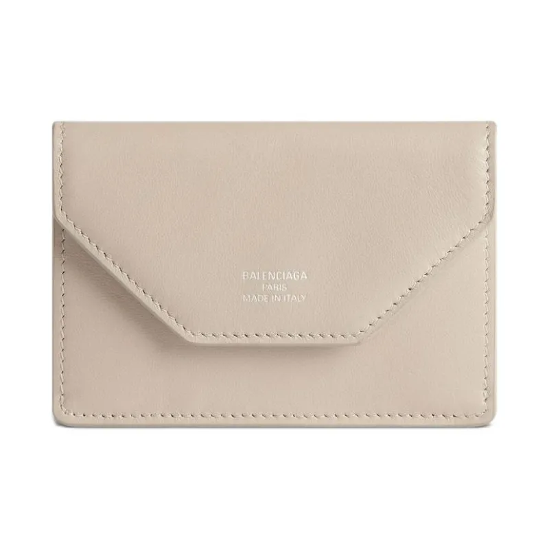 Balenciaga Smooth Calf Leather Wallet Mini Women's Beige-0