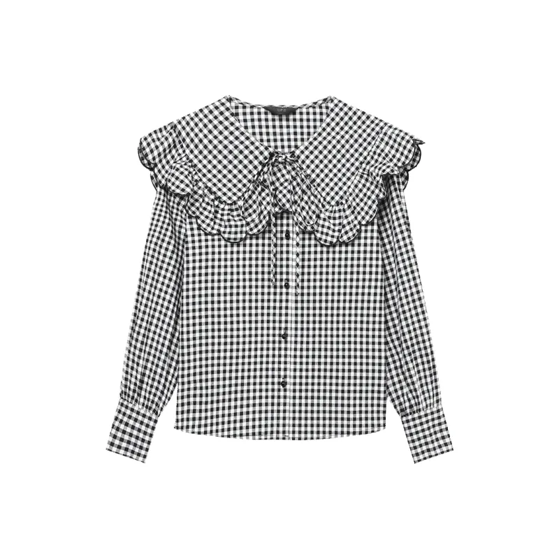 LOUISY AO Shirt Women's Black White Plaid-0