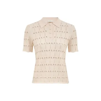 Zimmermann SS25 Summer Swimsuit Collection Polo Shirt Women's Cream