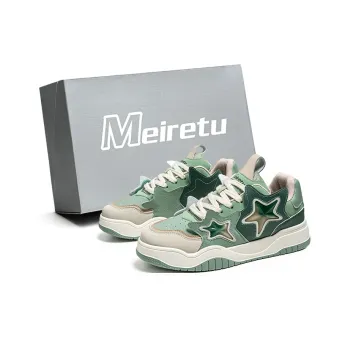 Meiretu Anti Slip Wear Resistant Low Top Skateboard Shoes Men's Green