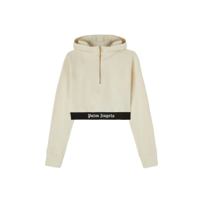 PALM ANGELS Logo Waist Cropped Sweatshirt-0