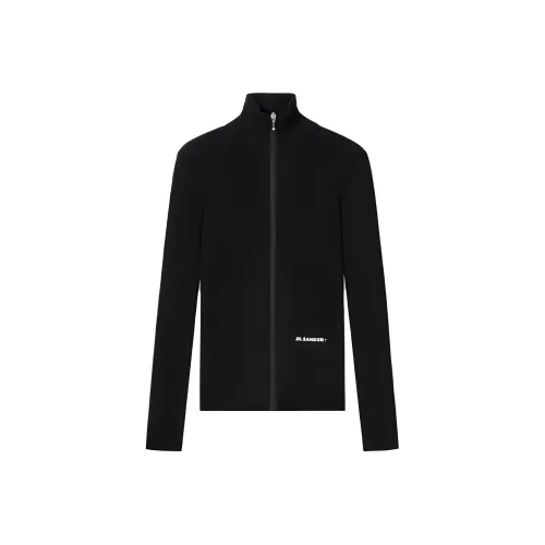 JIL SANDER + Zip Up Ribbed Knit Cardigan