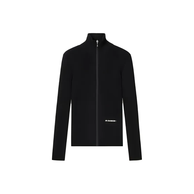 JIL SANDER + Zip Up Ribbed Knit Cardigan-0