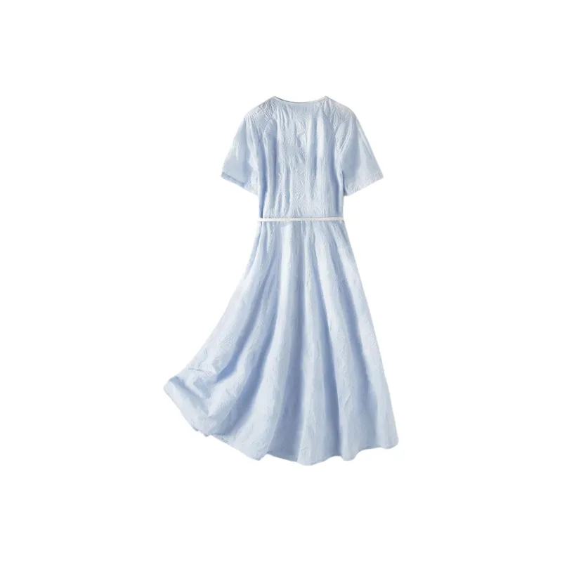 IHIMI Short Sleeved Dress Women's Light Blue-1