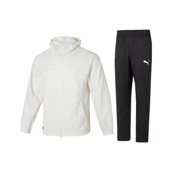 PUMA Casual Sportswear Men Set White Jacket+Black Pants