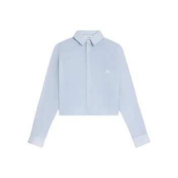 CELINE Cropped Shirt In Striped Cotton Linen