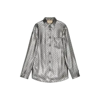 GUCCI Monogrammed Metallic Long Sleeve Shirt