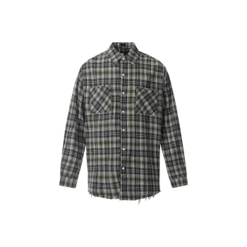 VINMUK Shirt Unisex Blue And Green Plaid