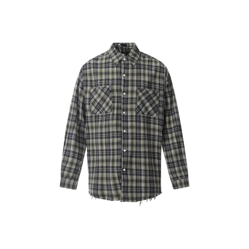 VINMUK Shirt Unisex Blue And Green Plaid-0