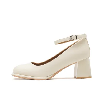 MABEL&CO Chunky Heel High Heels 6cm Women's Ecru