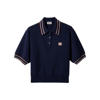 MIU MIU Logo Patch Short Sleeved Polo Shirt