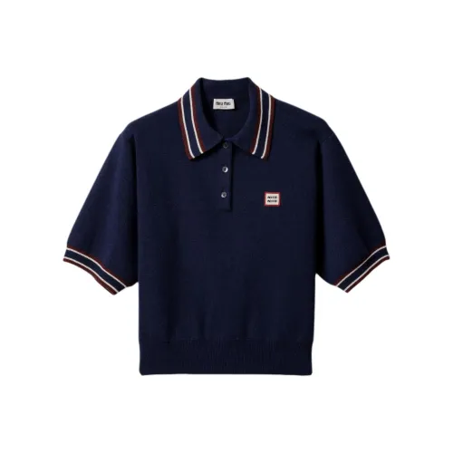 MIU MIU Logo Patch Short Sleeved Polo Shirt