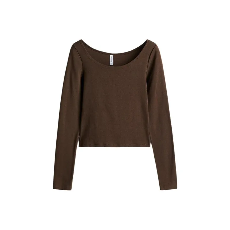 H&M T Shirts Women's Dark Brown-0