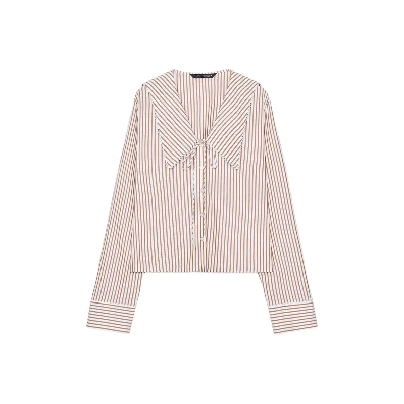ZARA Shirts Women's Brown/White-0