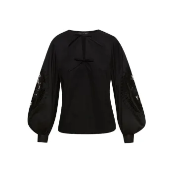 OSCAR DE LA RENTA Eyelet-detail Round-neck Blouse