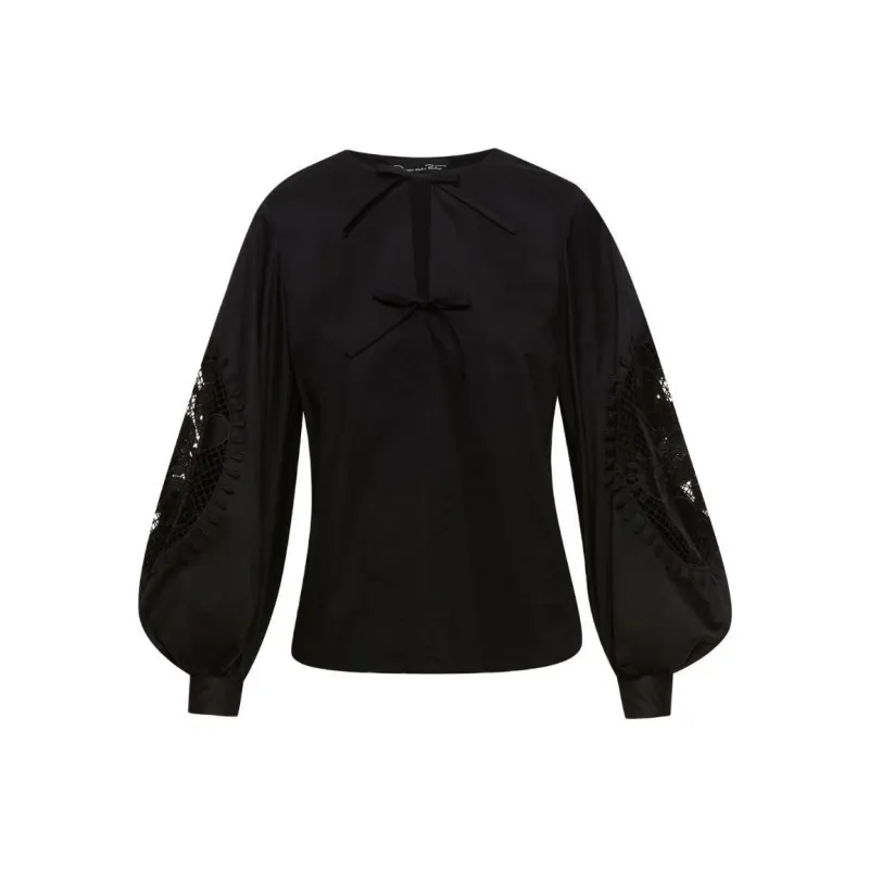 OSCAR DE LA RENTA Eyelet-detail Round-neck Blouse-0