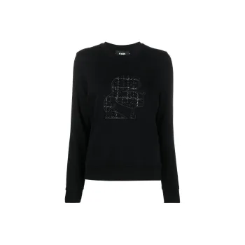 KARL LAGERFELD / Karl Lagerfeld Jeans Bouclé Karl Profile Crew-neck Sweatshirt