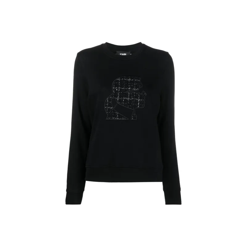 KARL LAGERFELD / Karl Lagerfeld Jeans Bouclé Karl Profile Crew-neck Sweatshirt-0
