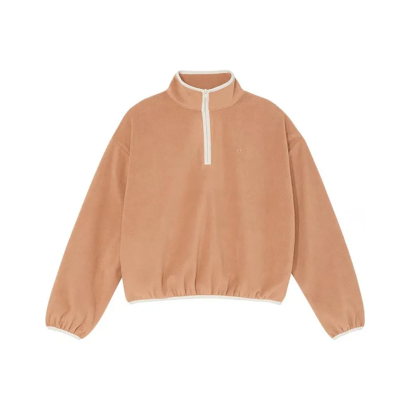 Victoria's Secret PINK Ivy Fleece Half Zip Sweatshirt/Toffee Sweatshirt Women's Toffee-0