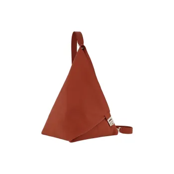 FERRAGAMO Hammered Texture Cow Leather Sling Bag Large Size Women's Brick Red