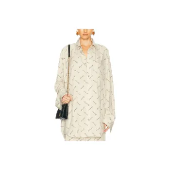 Balenciaga Long Sleeve Cocoon Shirt 'Light Beige/Black'