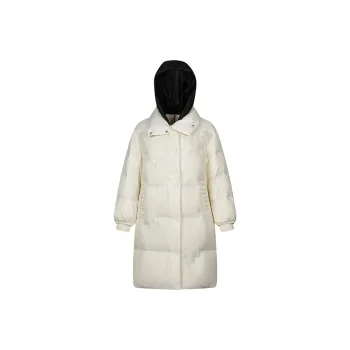 ERAL Solid Color Hooded Loose Fit Thickened Long Down Jacket Women's