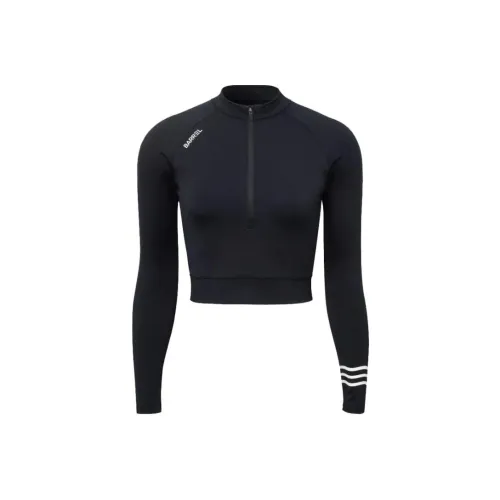 BARREL Resort Half Zip Crop Rashguard-BLACK Sweatshirt Women's Black