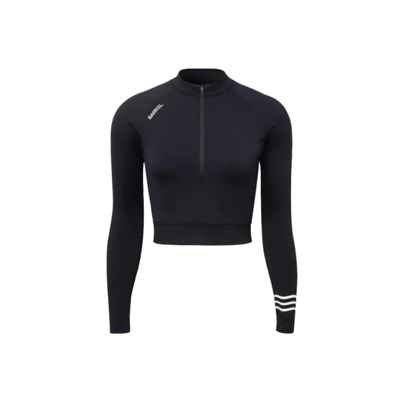 BARREL Resort Half Zip Crop Rashguard-BLACK Sweatshirt Women's Black-0
